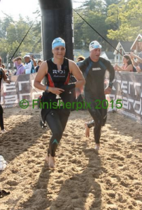 Smiling as I come out of the water. Love the swim!